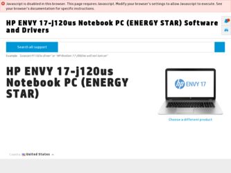 ENVY 17-j120us driver download page on the HP site