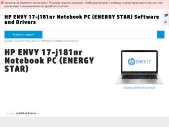 ENVY 17-j181nr driver download page on the HP site