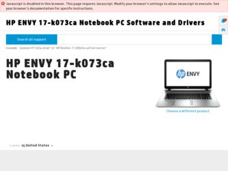 ENVY 17-k073ca driver download page on the HP site