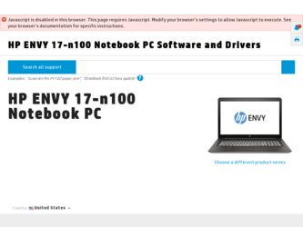 ENVY 17-n100 driver download page on the HP site