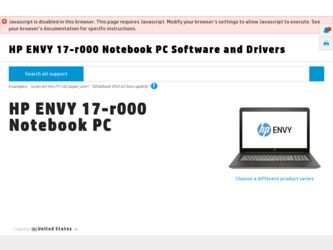 ENVY 17-r000 driver download page on the HP site