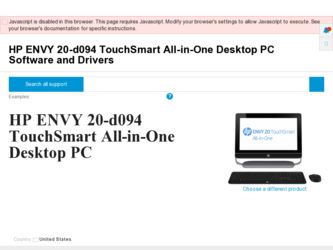 ENVY 20-d094 driver download page on the HP site