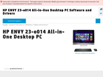 ENVY 23-o014 driver download page on the HP site