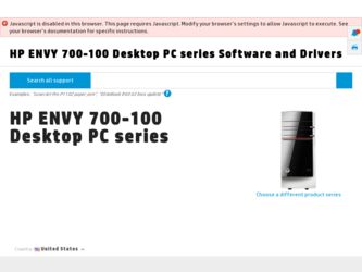 ENVY 700-100 driver download page on the HP site