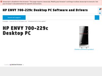 ENVY 700-229c driver download page on the HP site