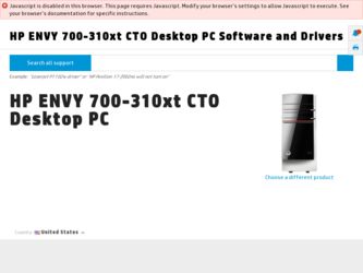 ENVY 700-310xt driver download page on the HP site