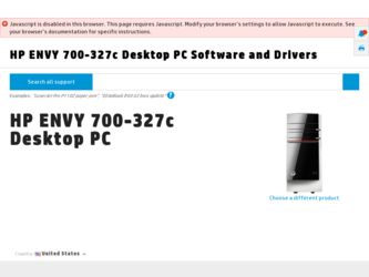 ENVY 700-327c driver download page on the HP site