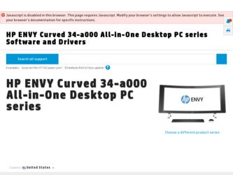 ENVY Curved 34-a000 driver download page on the HP site