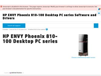 ENVY Phoenix 810-100 driver download page on the HP site