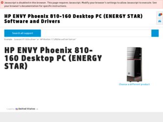 ENVY Phoenix 810-160 driver download page on the HP site