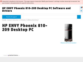 ENVY Phoenix 810-209 driver download page on the HP site