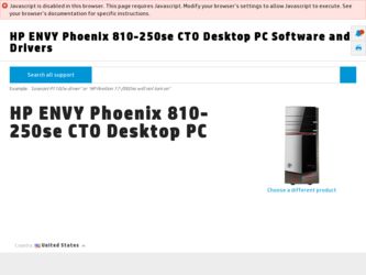 ENVY Phoenix 810-250se driver download page on the HP site