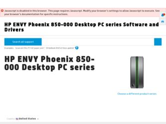 ENVY Phoenix 850-000 driver download page on the HP site