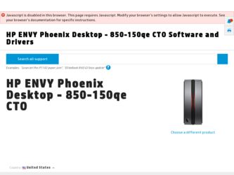 ENVY Phoenix 850-100 driver download page on the HP site