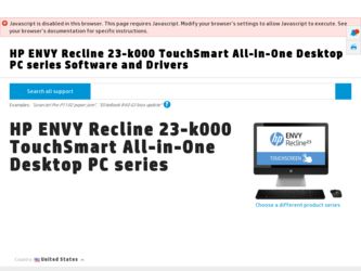 ENVY Recline 23-k000 driver download page on the HP site