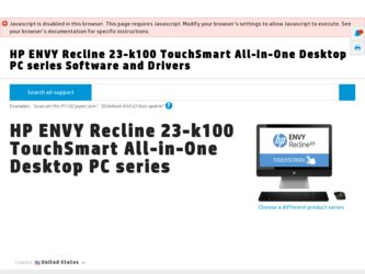 ENVY Recline 23-k100 driver download page on the HP site
