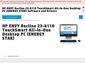 ENVY Recline 23-k110 driver download page on the HP site