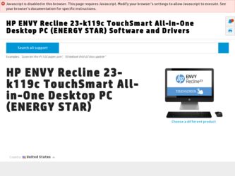 ENVY Recline 23-k119c driver download page on the HP site