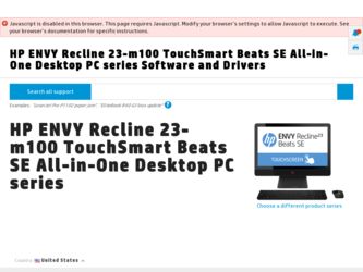 ENVY Recline 23-m100 driver download page on the HP site