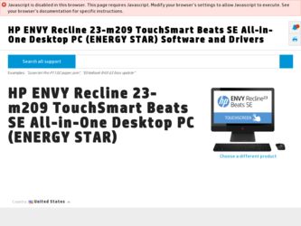 ENVY Recline 23-m209 driver download page on the HP site