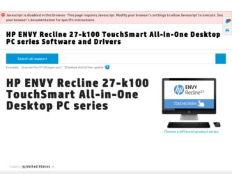 ENVY Recline 27-k100 driver download page on the HP site