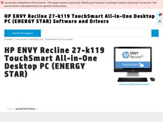 ENVY Recline 27-k119 driver download page on the HP site