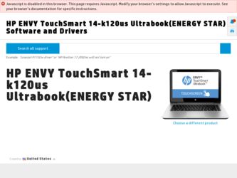 ENVY TouchSmart 14-k120us driver download page on the HP site