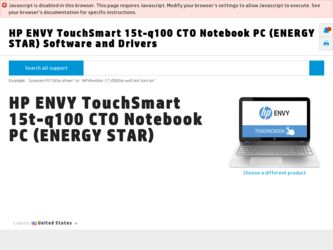 ENVY TouchSmart 15t-q100 driver download page on the HP site