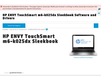 ENVY TouchSmart m6-k025dx driver download page on the HP site