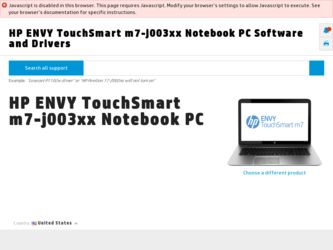 ENVY TouchSmart m7-j003xx driver download page on the HP site