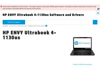 ENVY Ultrabook 4-1130us driver download page on the HP site