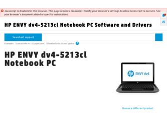 ENVY dv4-5213cl driver download page on the HP site