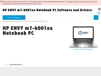 ENVY m7-k001xx driver download page on the HP site