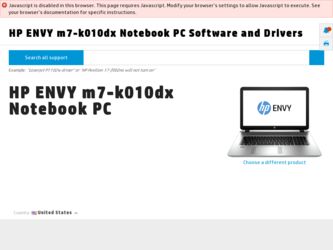 ENVY m7-k010dx driver download page on the HP site