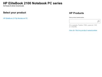 EliteBook 2100 driver download page on the HP site