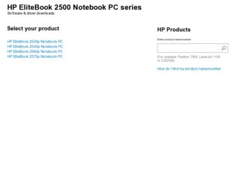 EliteBook 2500 driver download page on the HP site
