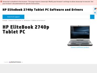 EliteBook 2740p driver download page on the HP site