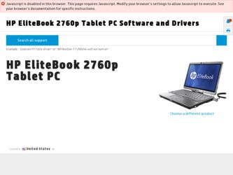 EliteBook 2760p driver download page on the HP site