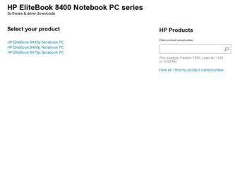 EliteBook 8400 driver download page on the HP site