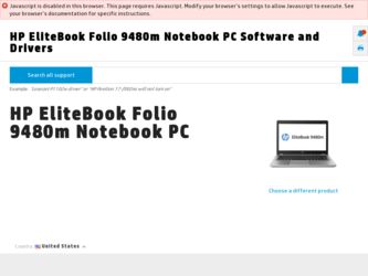 EliteBook Folio 9480m driver download page on the HP site