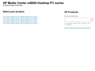 Media Center m8000 driver download page on the HP site