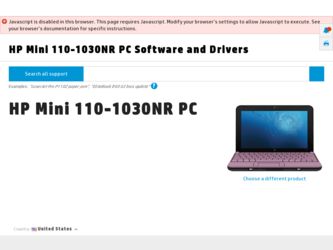 Mini 110-1030NR driver download page on the HP site