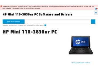 Mini 110-3830nr driver download page on the HP site