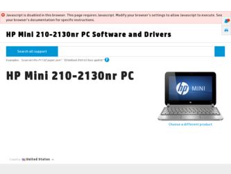 Mini 210-2130nr driver download page on the HP site