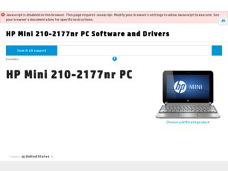 Mini 210-2177nr driver download page on the HP site