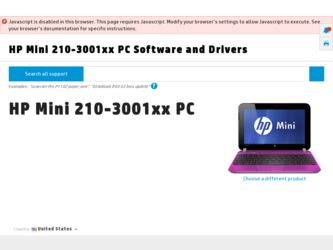 Mini 210-3001xx driver download page on the HP site