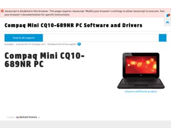 Mini CQ10-689NR driver download page on the HP site