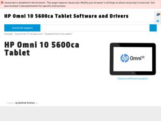 Omni 10 5600ca driver download page on the HP site
