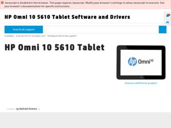 Omni 10 5610 driver download page on the HP site