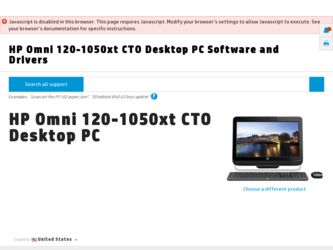 Omni 120-1050xt driver download page on the HP site